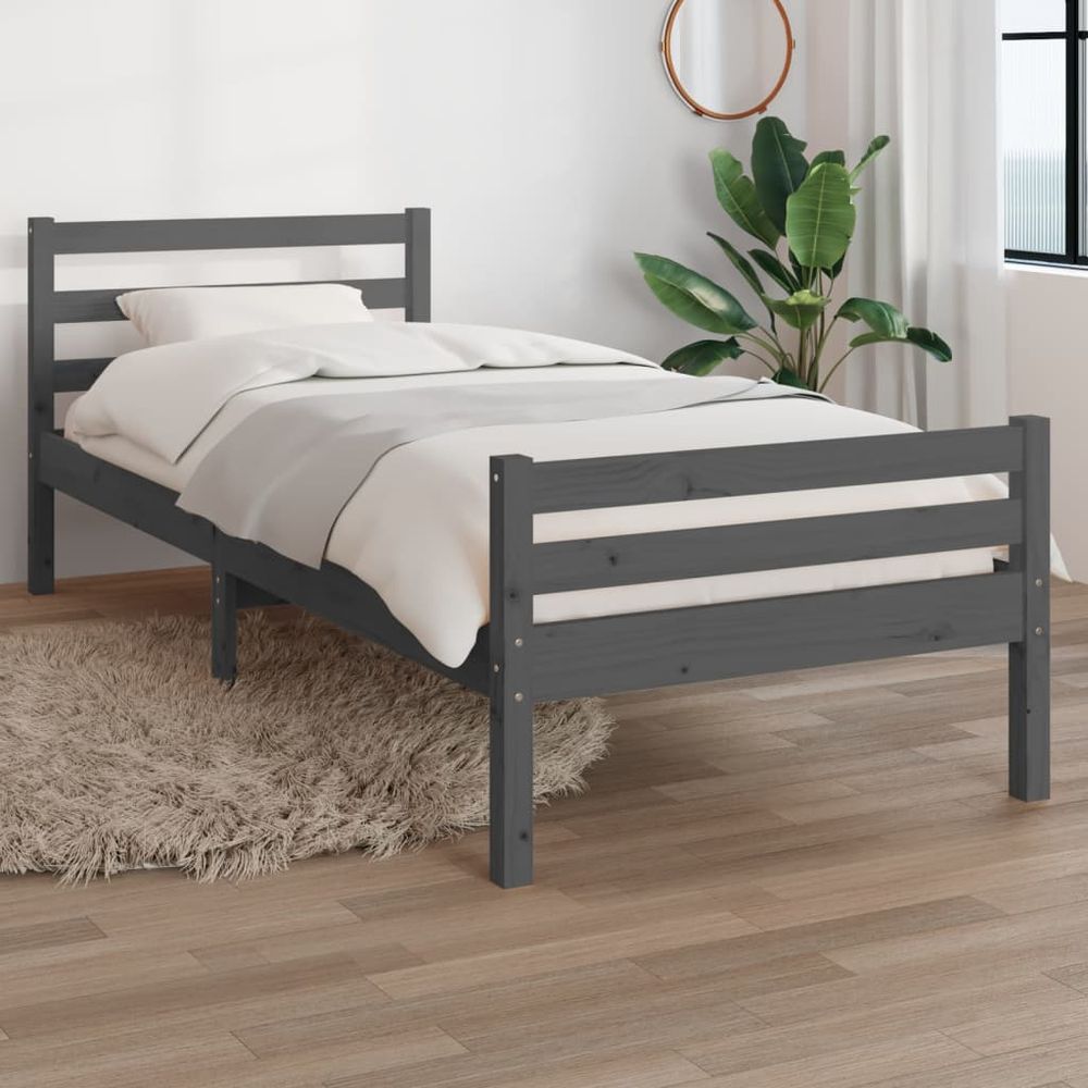 vidaXL Bed Frame Black Solid Wood 75x190 cm Small Single S0671022729