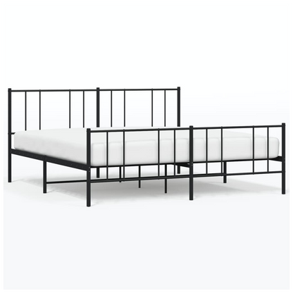 vidaXL Metal Bed Frame with Headboard and Footboard Black 200x200 cm S0671212744