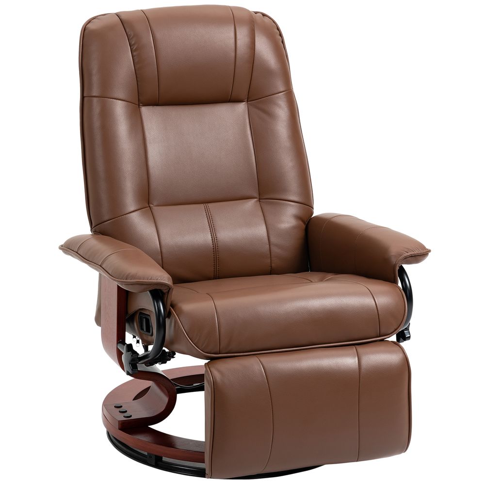 HOMCOM Ergonomic Office Recliner Sofa Chair PU Leather Armchair Lounger Brown S0671445845