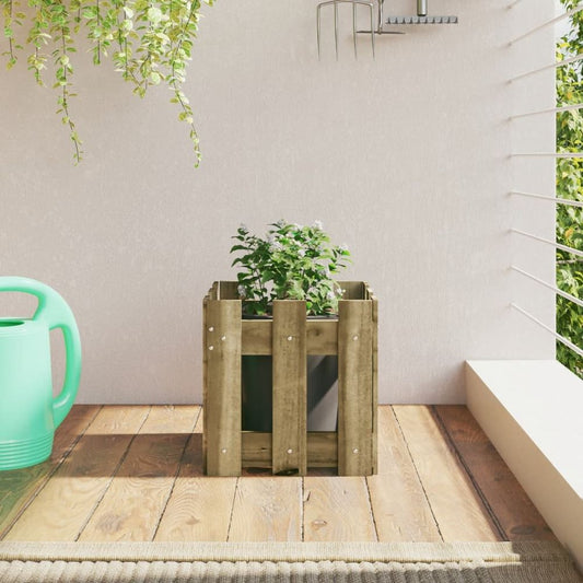 vidaXL Garden Planter with Fence Design 30x30x30 cm Impregnated Wood Pine S0671368033