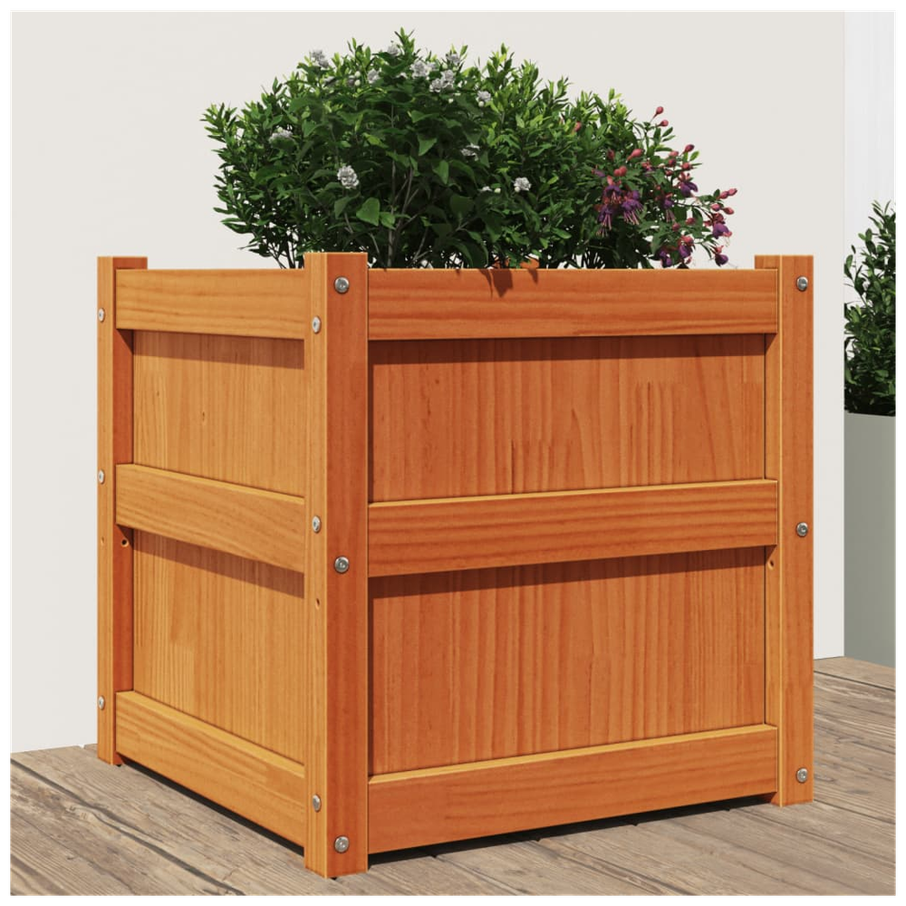 vidaXL Garden Planter Wax Brown 50x50x50 cm Solid Wood Pine S0671394891