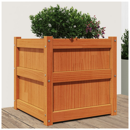 vidaXL Garden Planter Wax Brown 50x50x50 cm Solid Wood Pine S0671394891