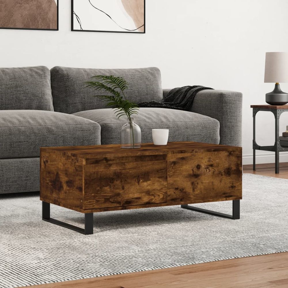 vidaXL Coffee Table Smoked Oak 90x50x36.5 cm Engineered Wood S0671257117