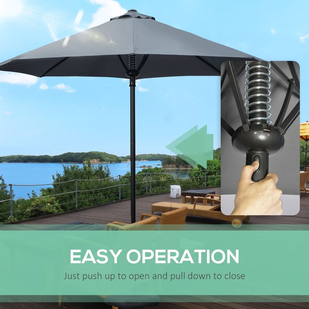 Outsunny Outdoor Market Table Parasol Umbrella Sun Shade with 8 Ribs, Grey S0671132934