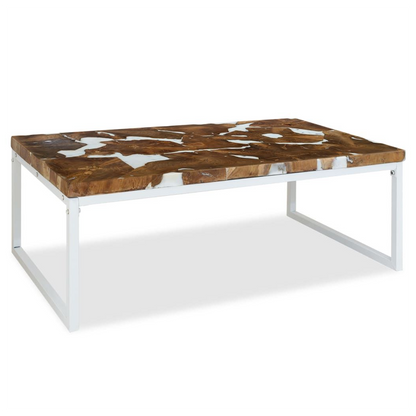 vidaXL Coffee Table Teak Resin 110x60x40 cm White and Brown V069817681