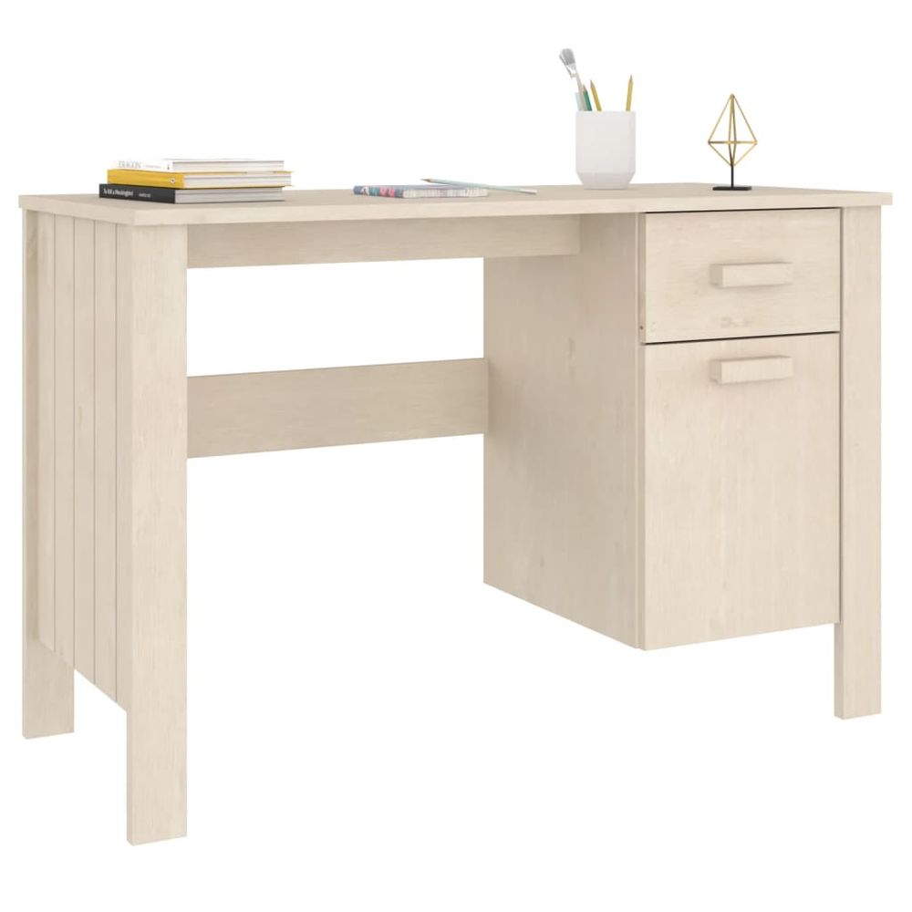 vidaXL Desk HAMAR Honey Brown 113x50x75 cm Solid Wood Pine V067942776