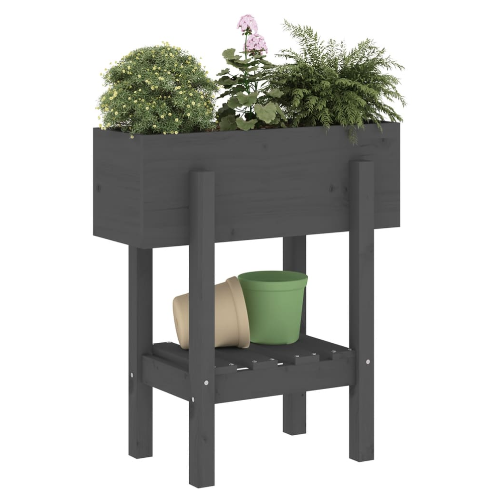 vidaXL Garden Planter Grey 62x30x69 cm Solid Wood Pine S0671358039