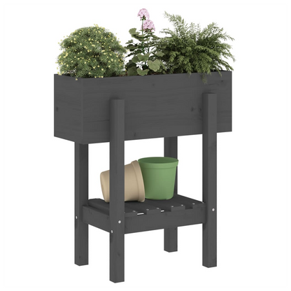 vidaXL Garden Planter Grey 62x30x69 cm Solid Wood Pine S0671358039