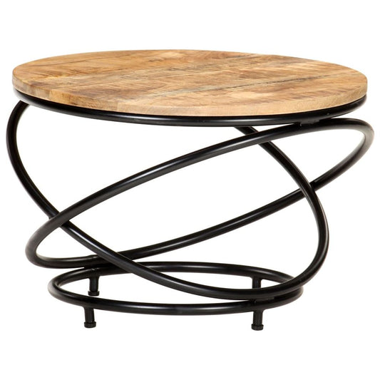 Coffee Table Black 60x60x40 cm Solid Rough Mango Wood V0671187953