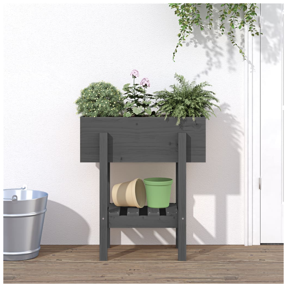 vidaXL Garden Planter Grey 62x30x69 cm Solid Wood Pine S0671358039