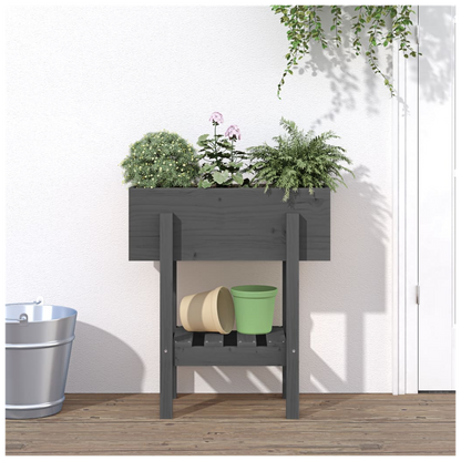 vidaXL Garden Planter Grey 62x30x69 cm Solid Wood Pine S0671358039