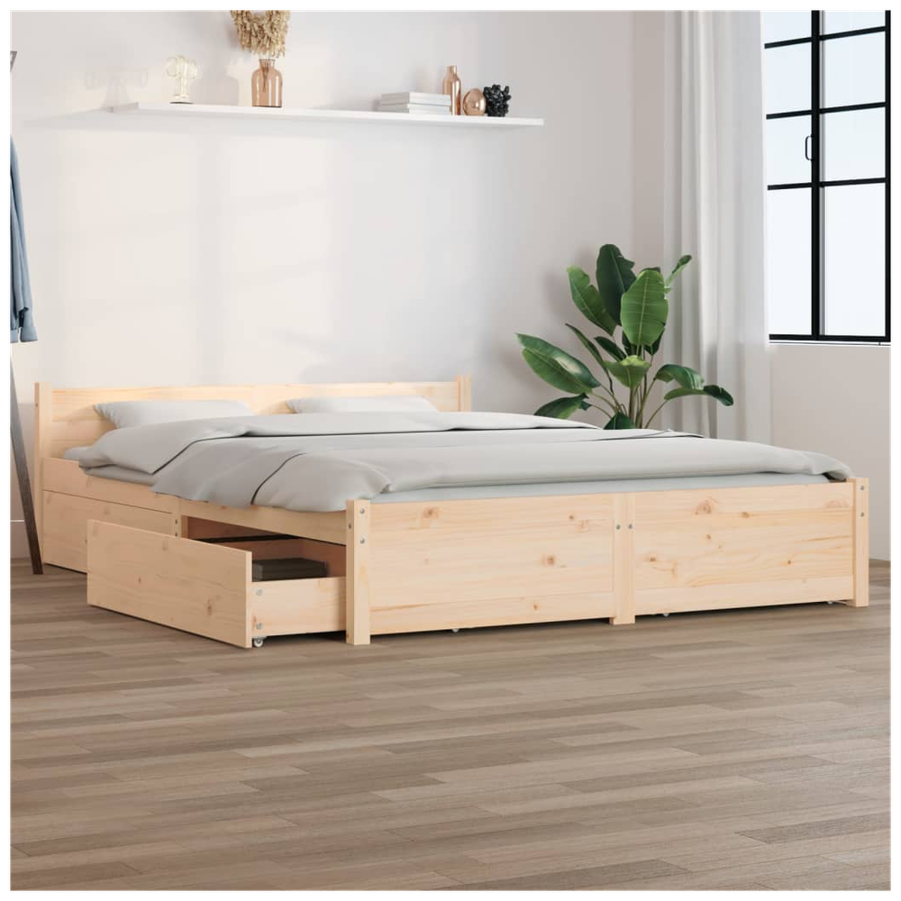 vidaXL Bed Frame with Drawers 140x190 cm S0671030012