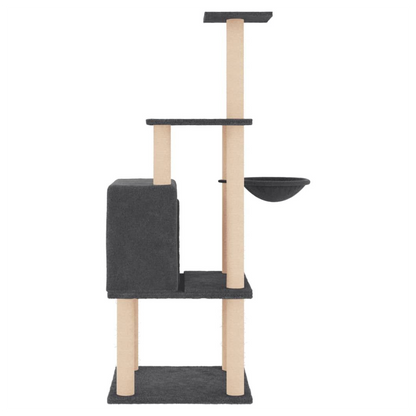 vidaXL Cat Tree with Sisal Scratching Posts Dark Grey 132 cm S0671260677