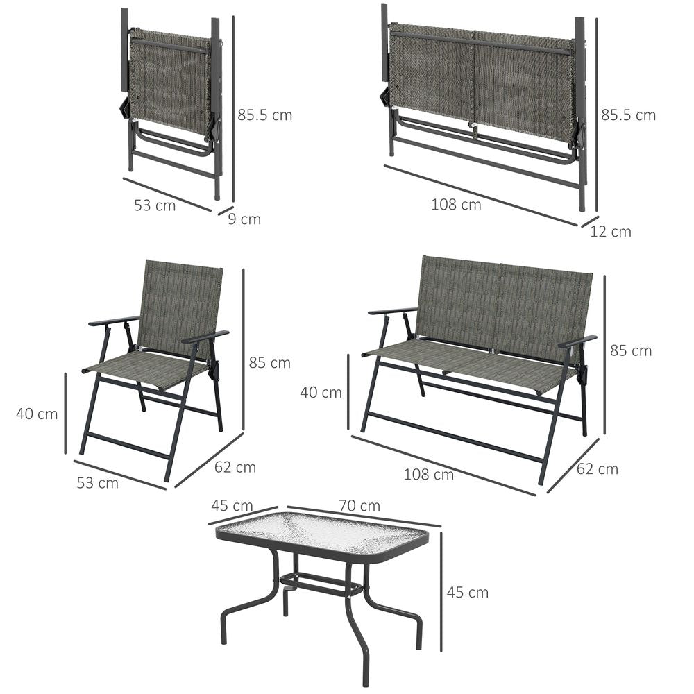 Outsunny Patio Furniture Set, Garden Set with Table, Foldable Chairs, a Loveseat S0671398981