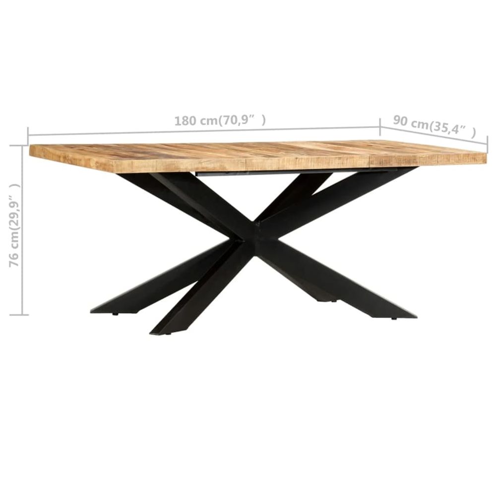 Dining Table 180x90x76 cm Solid Rough Mango Wood V069865025