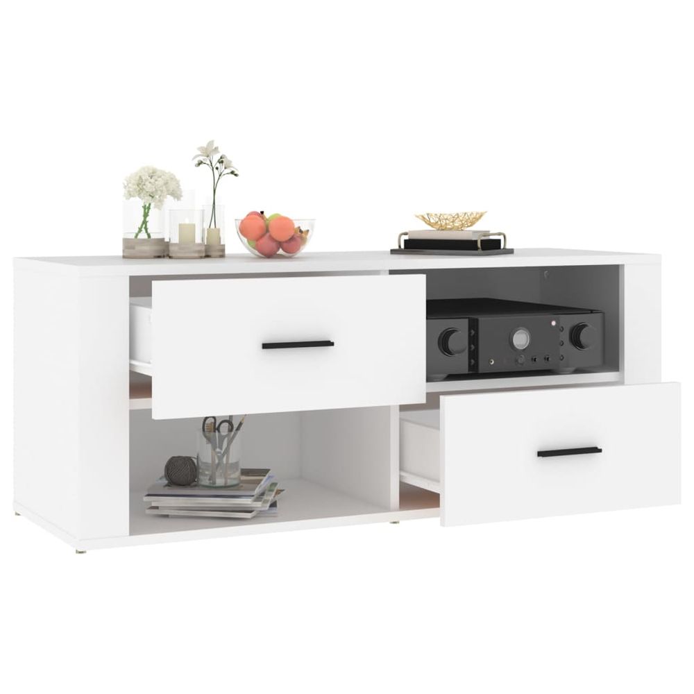 vidaXL TV Cabinet White 100x35x40 cm Engineered Wood S0671089577