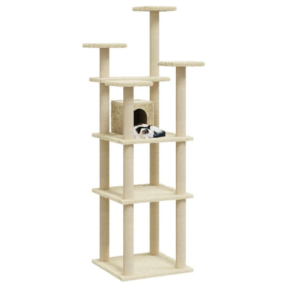 vidaXL Cat Tree with Sisal Scratching Posts Cream 171 cm V067940225