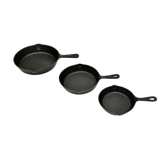 Set of 3 BBQ Steak Pans Cast Iron S069812338