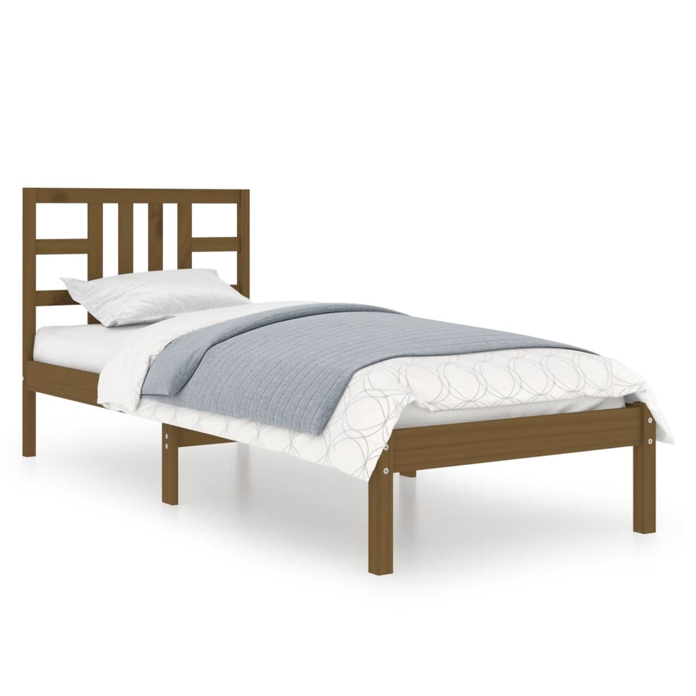 vidaXL Bed Frame Honey Brown Solid Wood 75x190 cm Small Single S0671026020