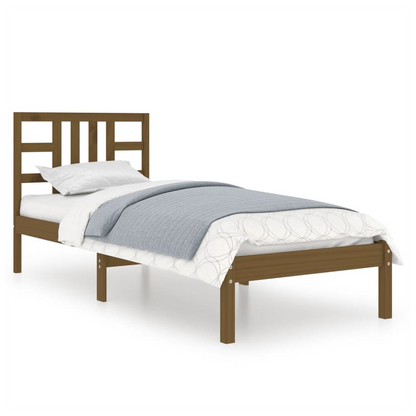 vidaXL Bed Frame Honey Brown Solid Wood 75x190 cm Small Single S0671026020