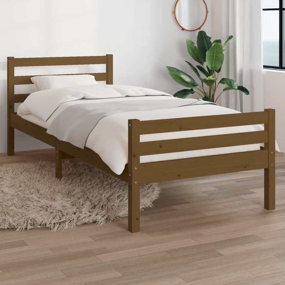 vidaXL Bed Frame Black Solid Wood 75x190 cm Small Single V0671036887