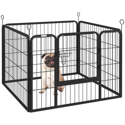 Pawhut Metal Pet Playpen Dog Kennel w/Door Latches In/Outdoor Use 82Lx82Wx60Hcm S0671346562