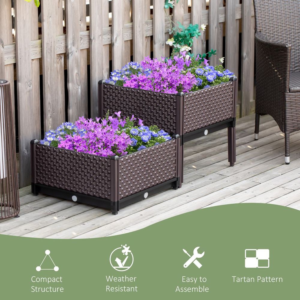 2-Piece Raised Garden Bed Planter Box for Flowers, Vegetables, Herbs S0671149071