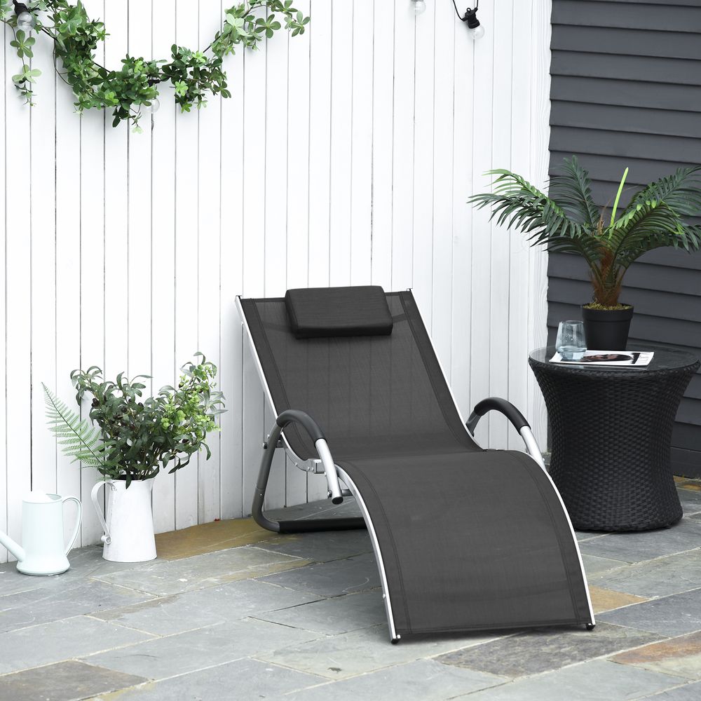 Ergonomic Lounger Chair Removable Headrest Aluminium Black S0671072175