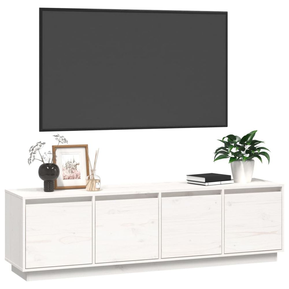 vidaXL TV Cabinet White 156x37x45 cm Solid Wood Pine V0671394643