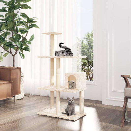 Cat Tree with Sisal Scratching Posts Cream 119 cm V0671091747