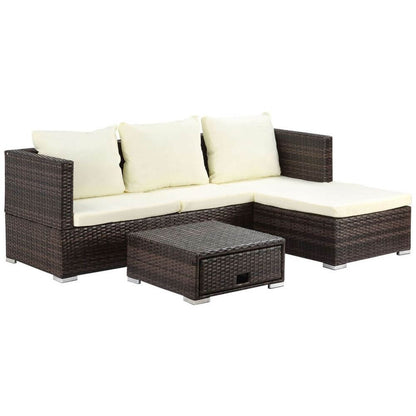 Rattan Garden Sofa Set Storage Table Wicker Patio Lounger 4-Seater Brow S0671149241