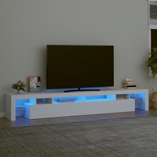 vidaXL TV Cabinet with LED Lights White 260x36.5x40 cm V0671194156