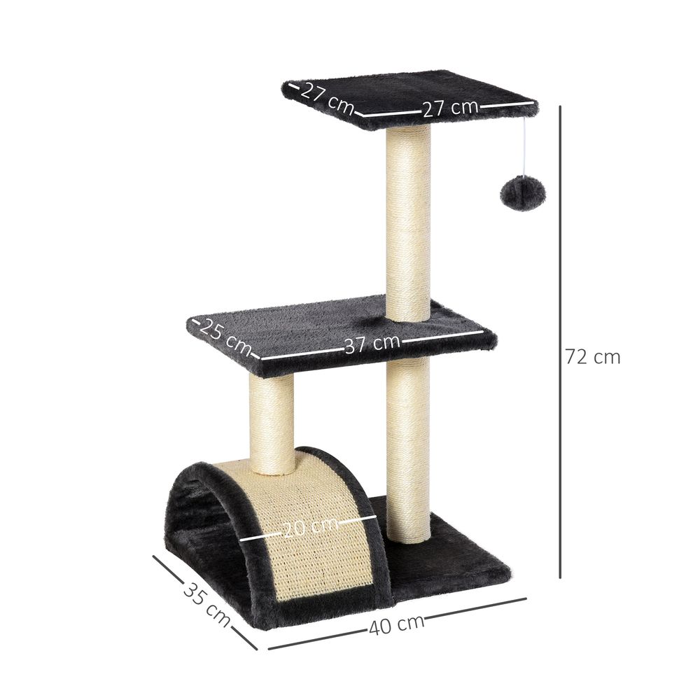 Cat Tree Activity Center Scratching Posts Sisal Arc Hanging Ball Grey Pawhut S0671081228