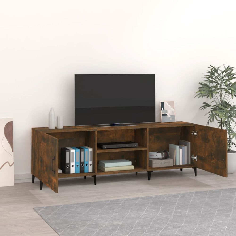 vidaXL TV Cabinet Smoked Oak 150x30x50 cm Engineered Wood S0671068303