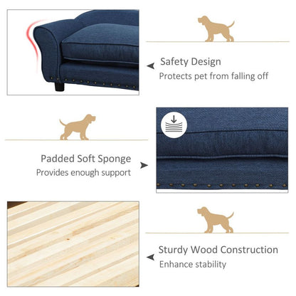 Dog Sofa Bed Pet Chair Couch Kitten Lounge w/ Cushion for XS and S Dogs - Blue S0671347281