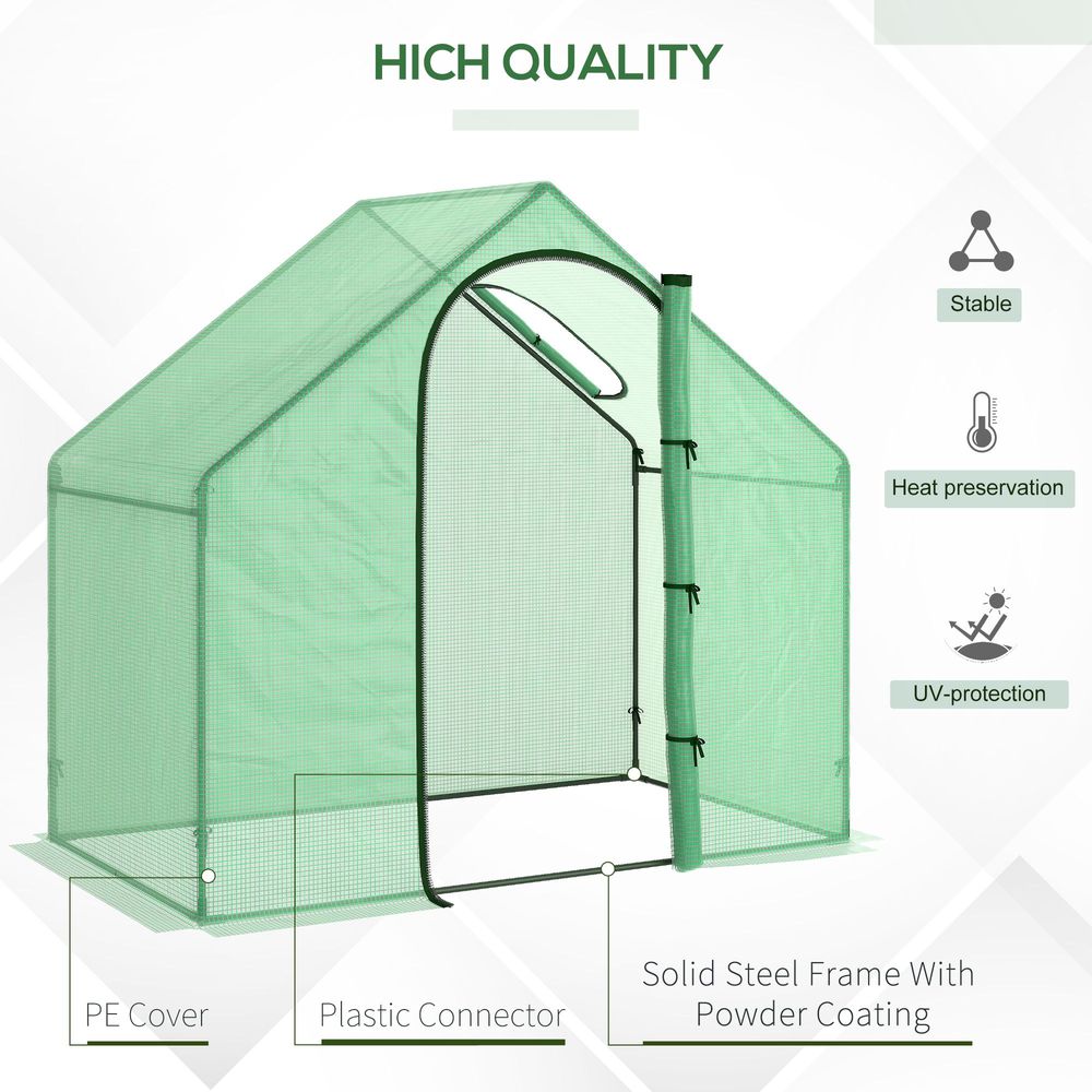 Outsunny Walk-In Portable Greenhouse Mini Grown House Steel Frame Window Green S0671080326