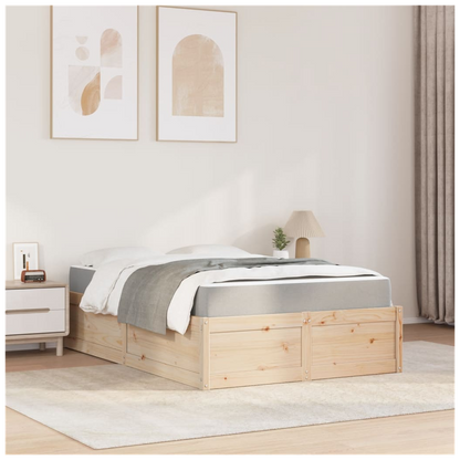 vidaXL Bed with Mattress 120x200 cm Solid Wood Pine S0671489391