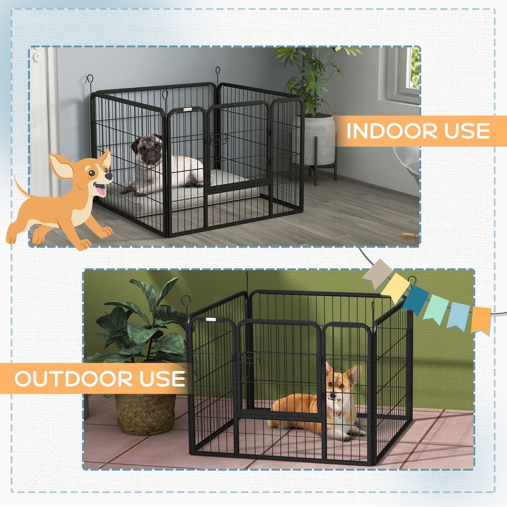 Pawhut Metal Pet Playpen Dog Kennel w/Door Latches In/Outdoor Use 82Lx82Wx60Hcm S0671346562