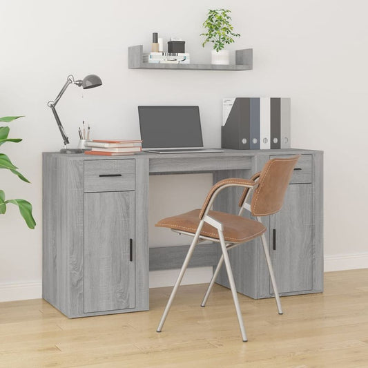 vidaXL Desk with Cabinet Grey Sonoma Engineered Wood V0671194545