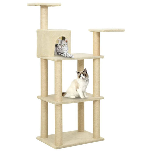 vidaXL Cat Tree with Sisal Scratching Posts Cream 118.5 cm S069860366