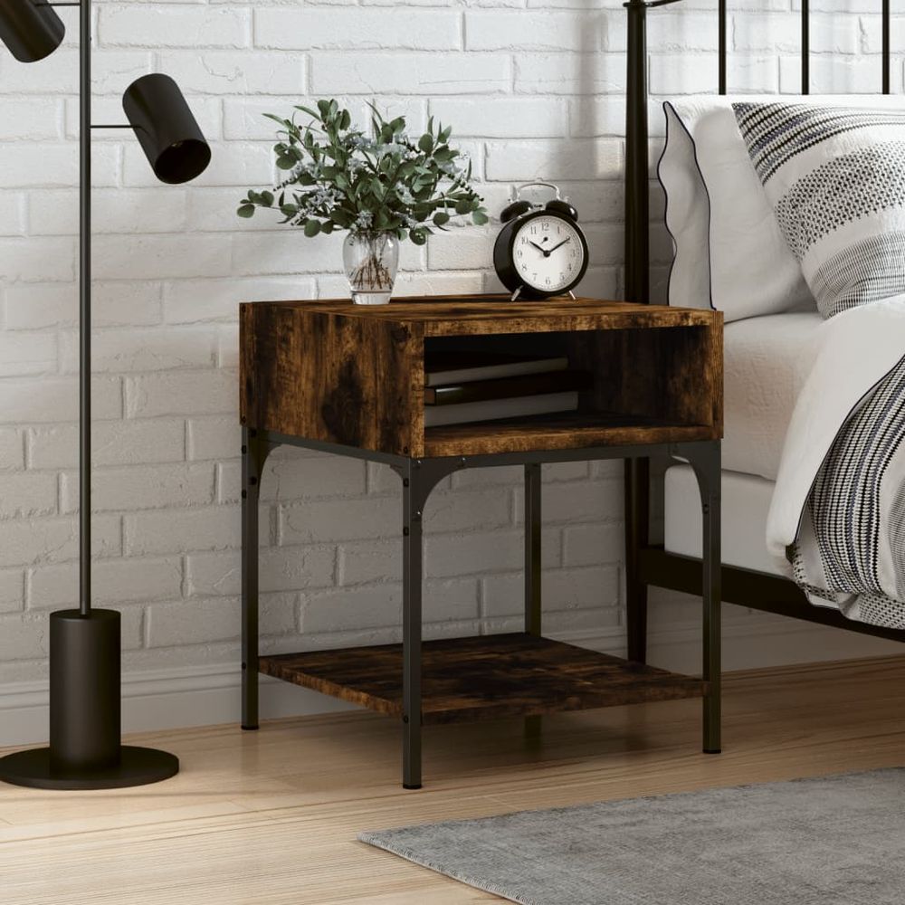 vidaXL Bedside Table Smoked Oak 40x41x50 cm Engineered Wood S0671254215