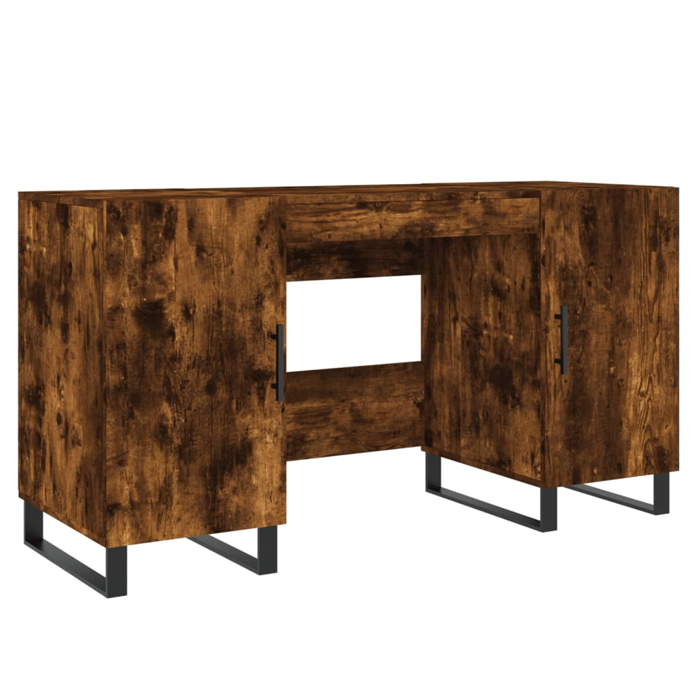 vidaXL Desk Smoked Oak 140x50x75 cm Engineered Wood S0671257309