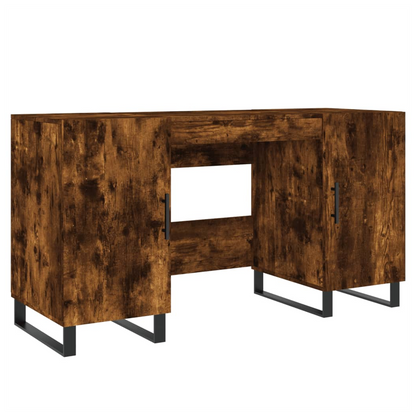 vidaXL Desk Smoked Oak 140x50x75 cm Engineered Wood S0671257309