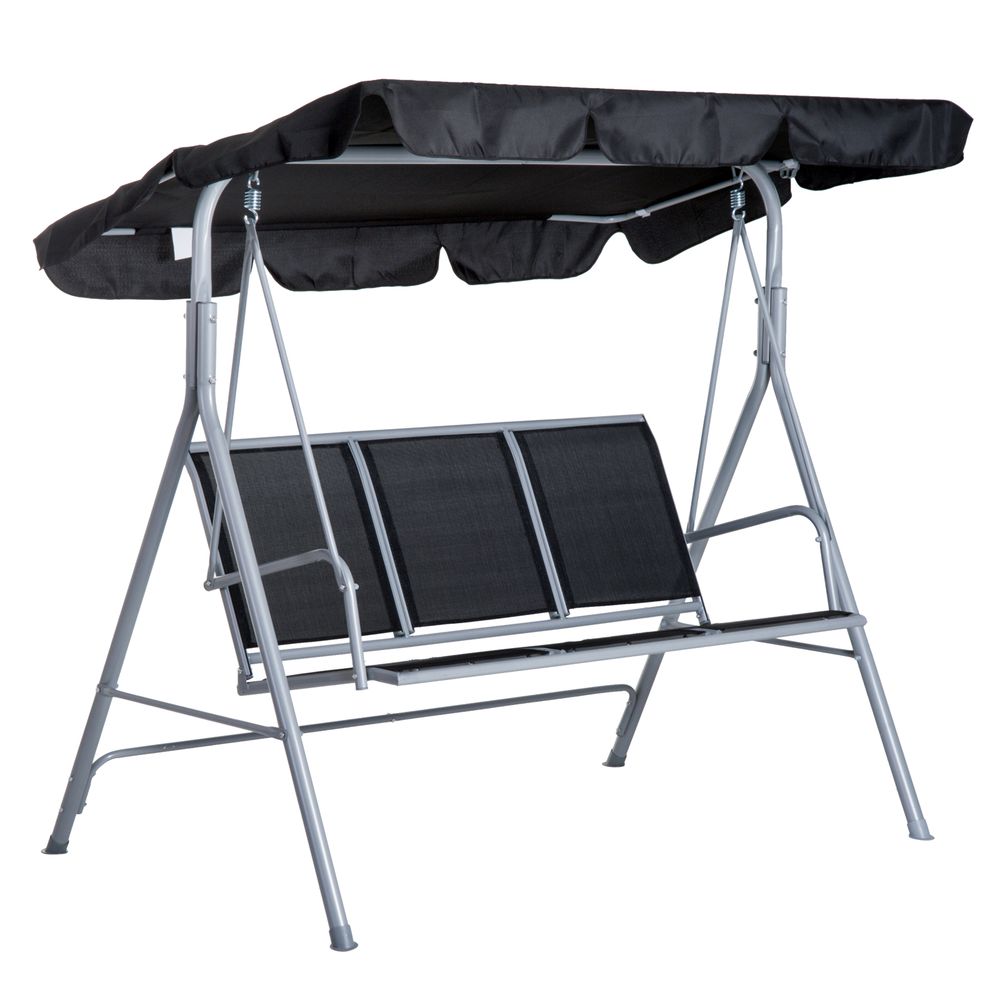 Outdoor 3-Seater Swing Chair-Black S067941983