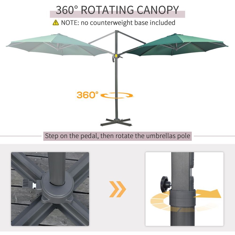 3 x 3(m) Cantilever Parasol Garden Umbrella with Cross Base Green S0671149169