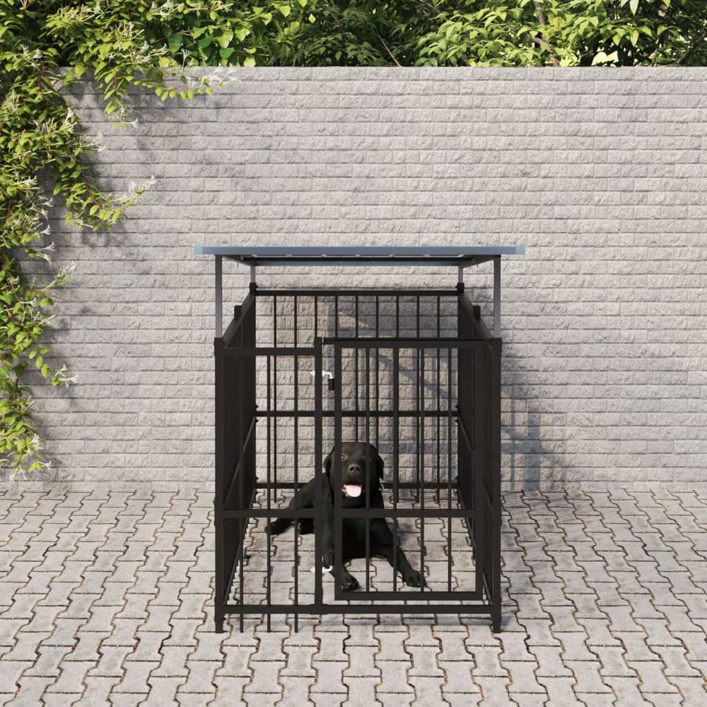 Outdoor Dog Kennel Steel 103 x 198 x 128 cm to 976 x 198 x 128 cm V0671110481