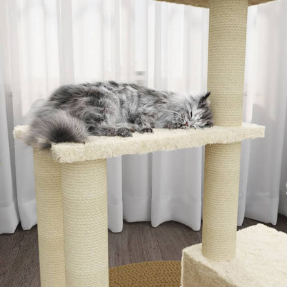 Cat Tree with Sisal Scratching Posts Cream 71 cm V067940236