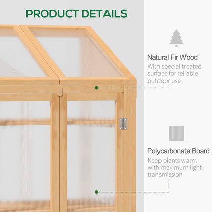 Wooden Greenhouse, Cold Frame PC Semi Transparent 70x50x120cm, Brown S0671071989