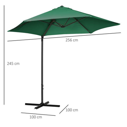 2.5M Garden Cantilever Parasol with 360 Rotation and Cross Base, Green S0671114943