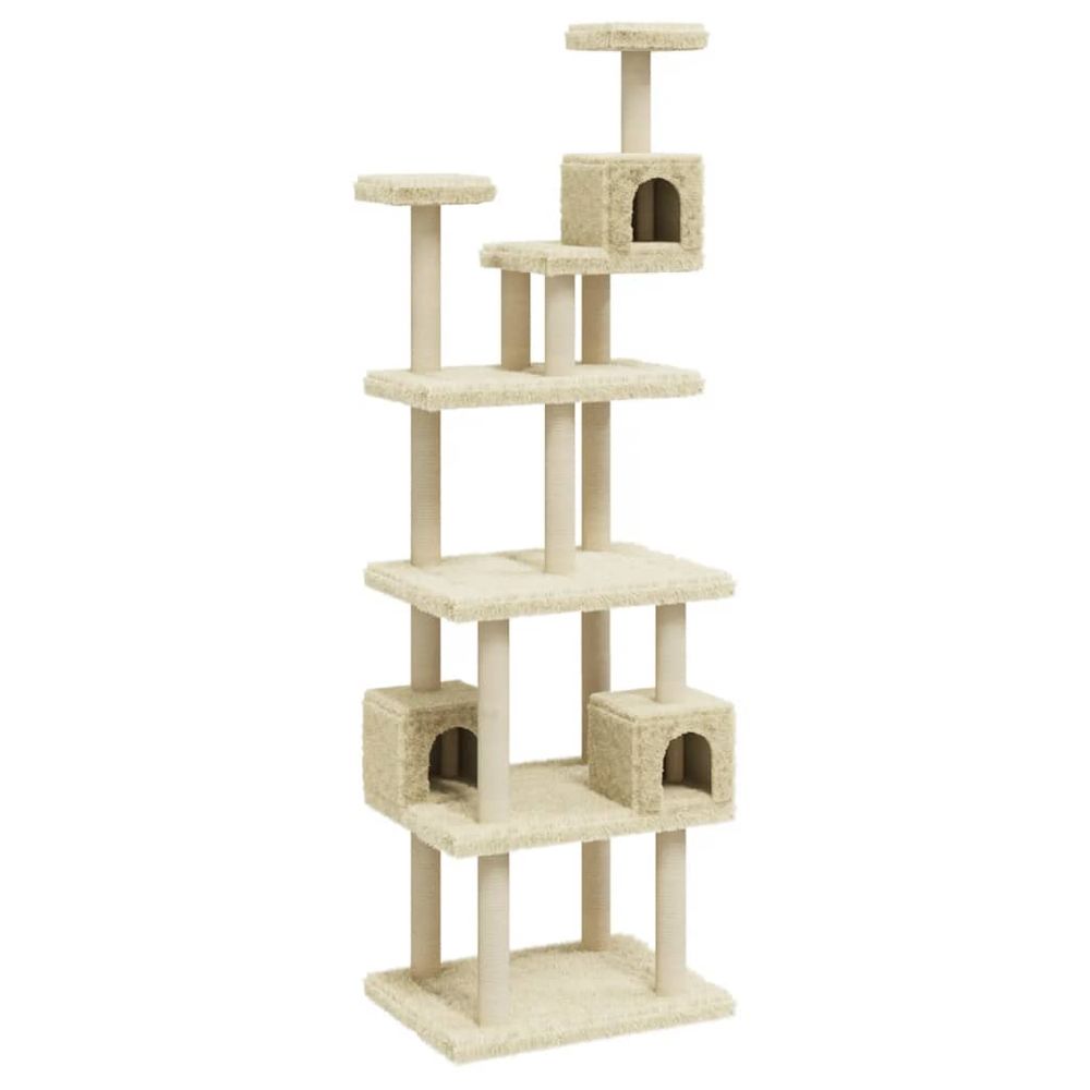 vidaXL Cat Tree with Sisal Scratching Posts Cream 188 cm V067940228